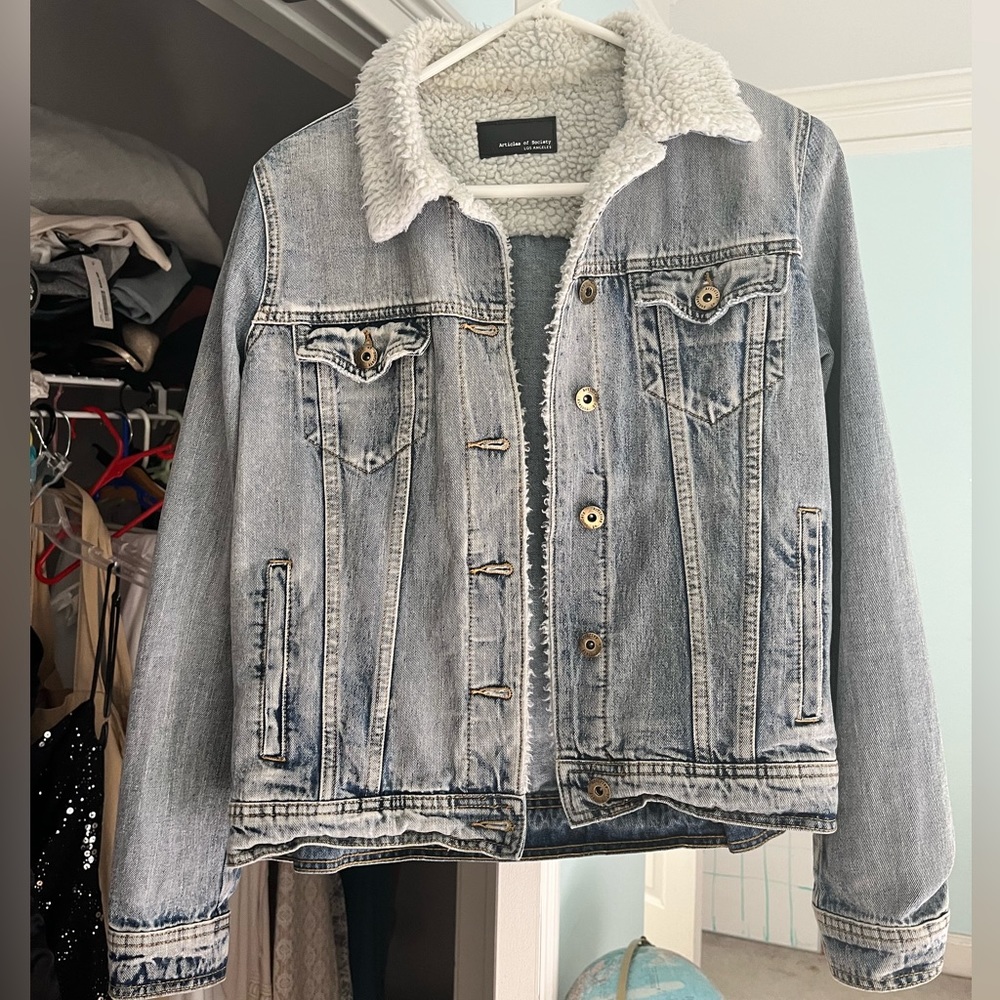 Articles of Society Sherpa fur lined denim jacket